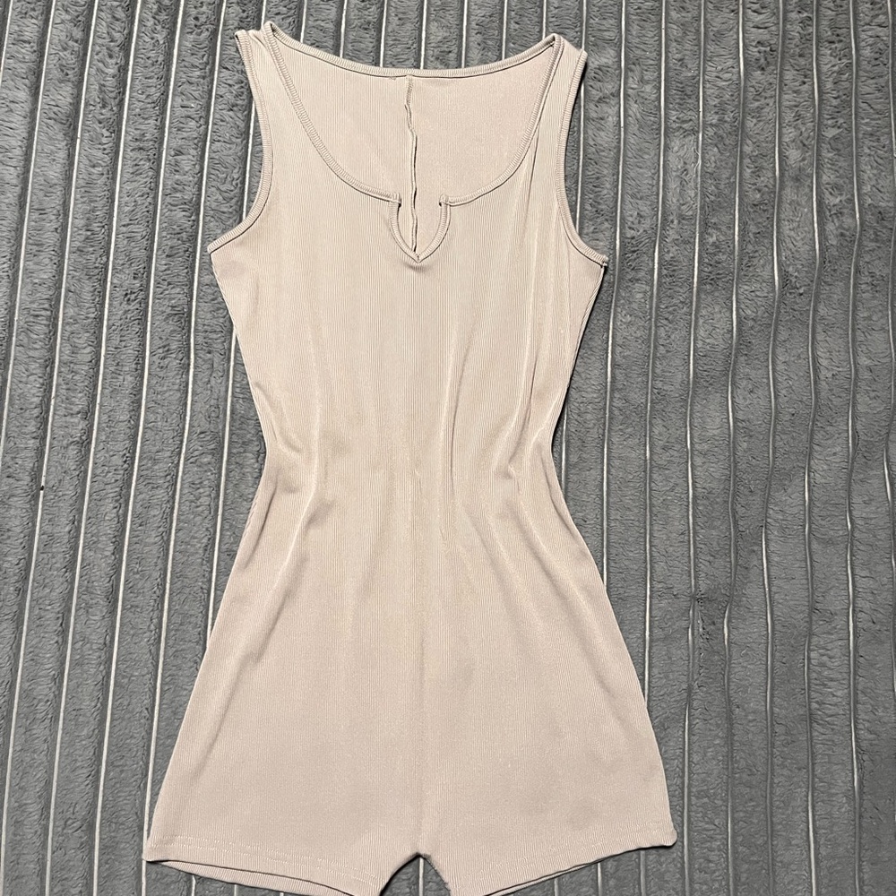 Beige Sleeveless Romper